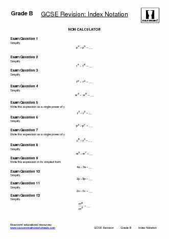 GCSE Revision Worksheets - Cazoom Maths worksheets